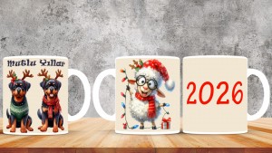 Kişiye Özel  Yılbaşı tasarımlı seramik kupa bardak