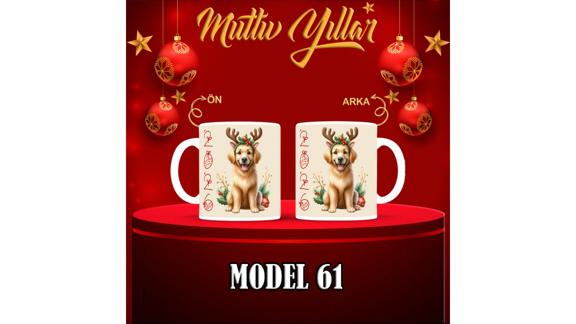 Kişiye Özel  Yılbaşı tasarımlı seramik kupa bardak