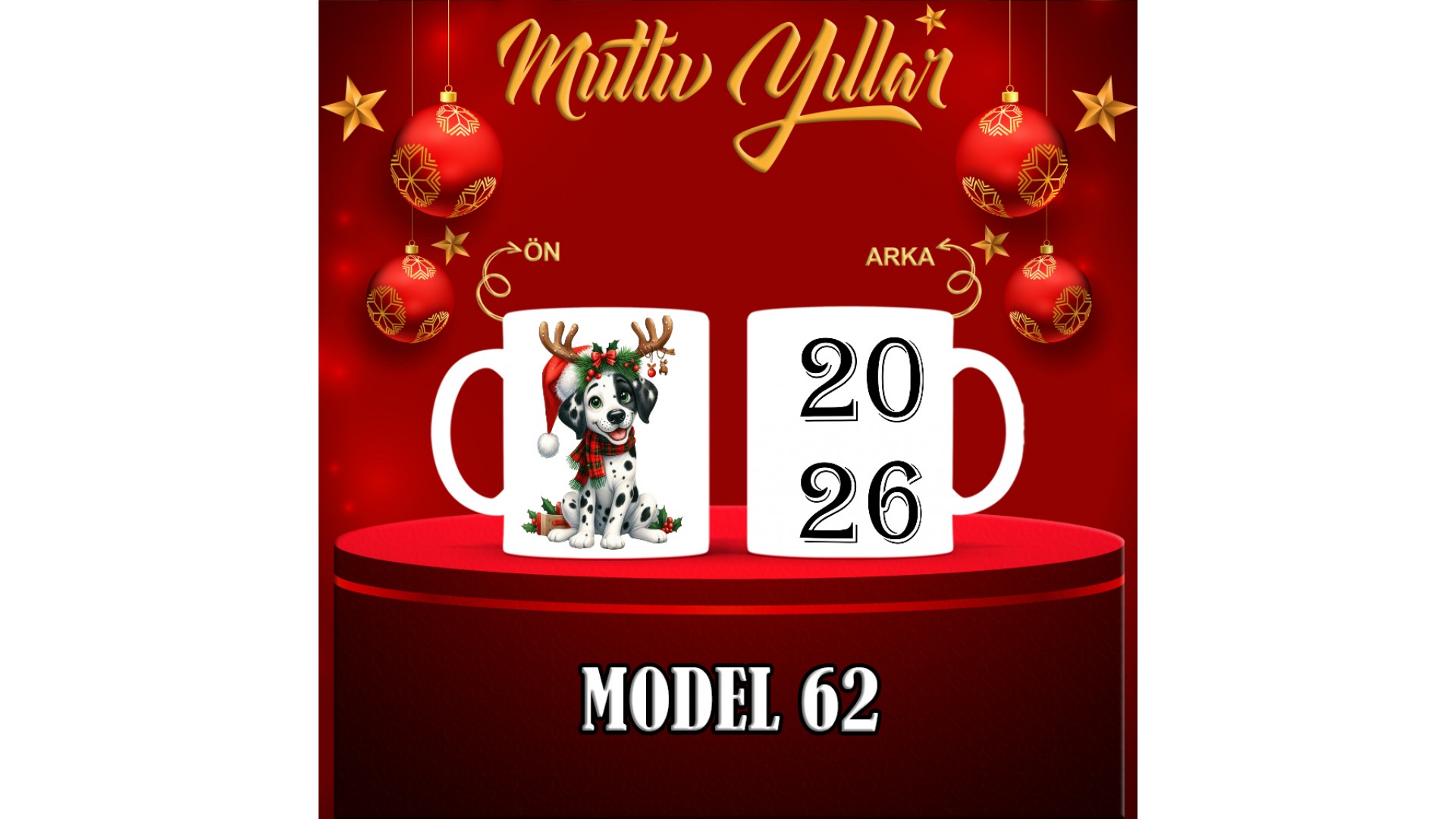 Kişiye Özel  Yılbaşı tasarımlı seramik kupa bardak