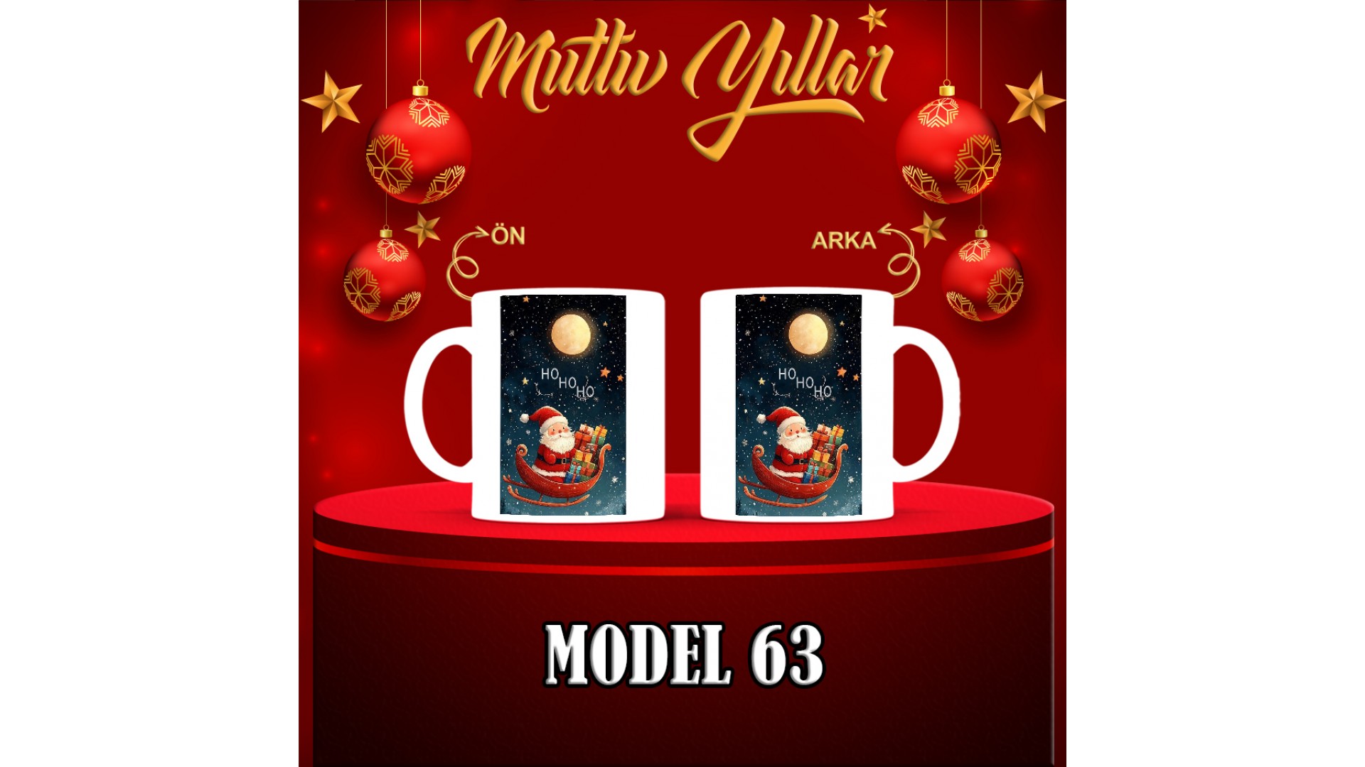 Kişiye Özel  Yılbaşı tasarımlı seramik kupa bardak