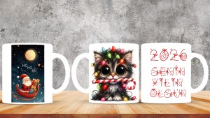 Kişiye Özel  Yılbaşı tasarımlı seramik kupa bardak