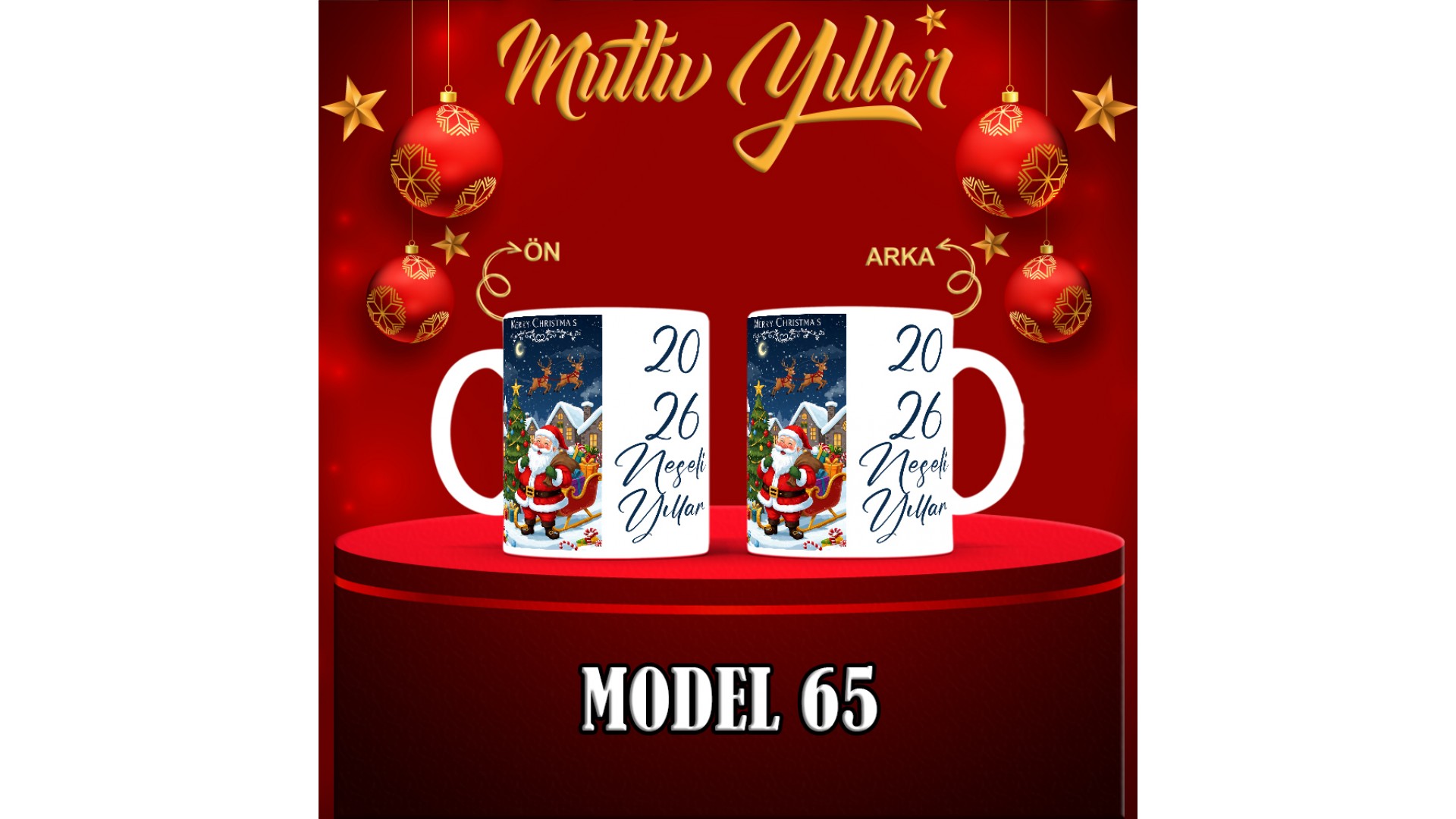 Kişiye Özel  Yılbaşı tasarımlı seramik kupa bardak