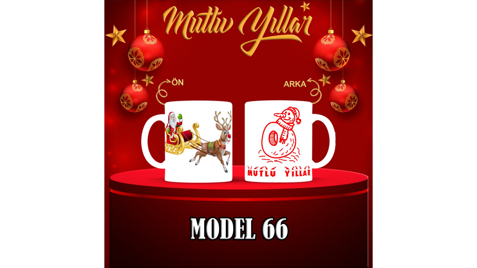 Kişiye Özel  Yılbaşı tasarımlı seramik kupa bardak