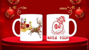 Kişiye Özel  Yılbaşı tasarımlı seramik kupa bardak