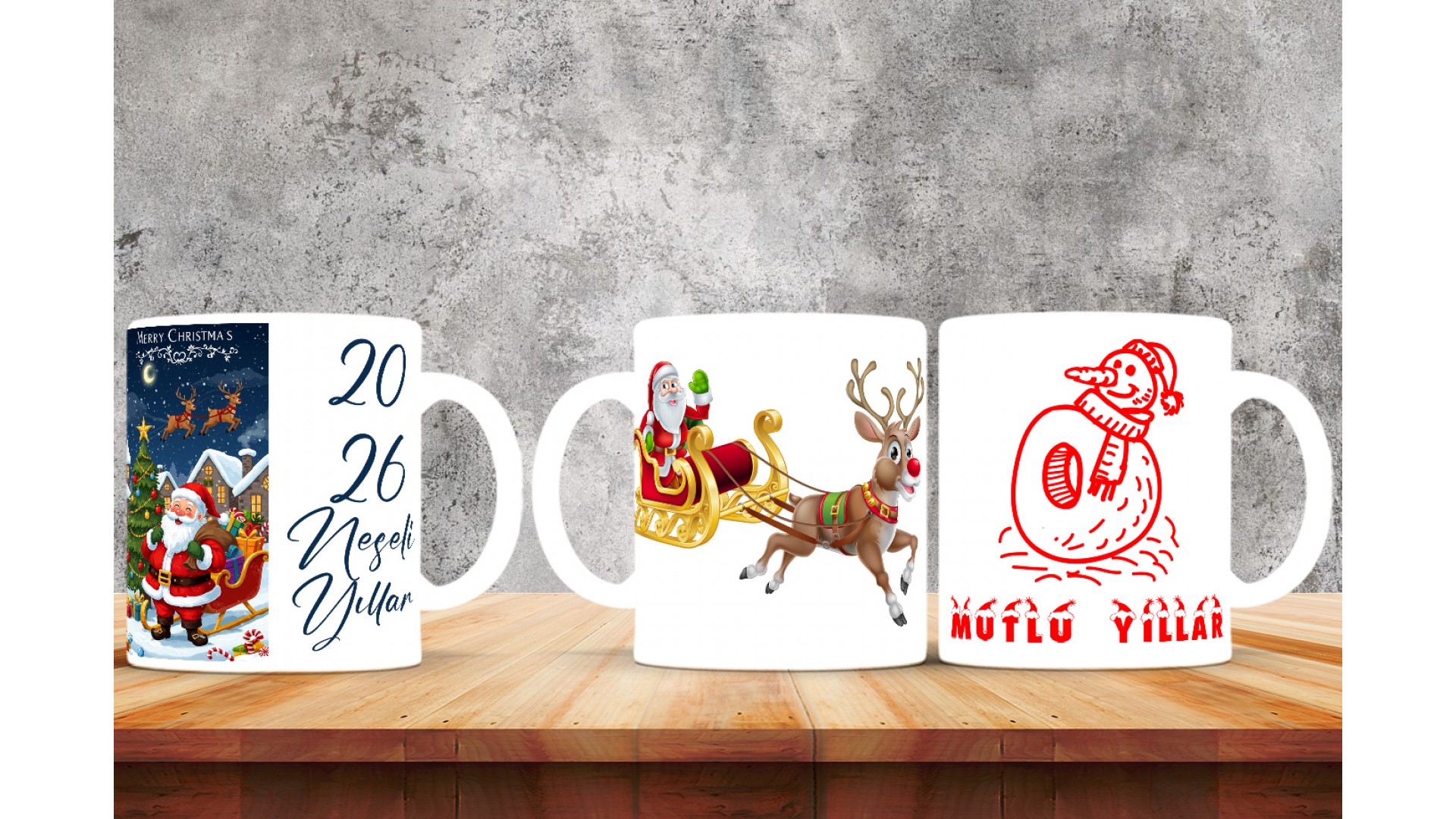 Kişiye Özel  Yılbaşı tasarımlı seramik kupa bardak