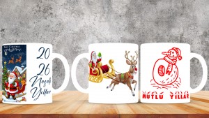 Kişiye Özel  Yılbaşı tasarımlı seramik kupa bardak