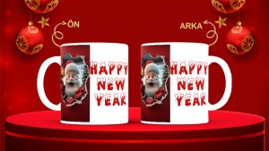 Kişiye Özel  Yılbaşı tasarımlı seramik kupa bardak