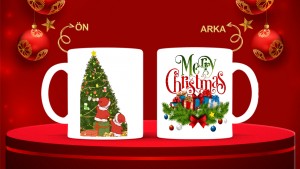 Kişiye Özel  Yılbaşı tasarımlı seramik kupa bardak