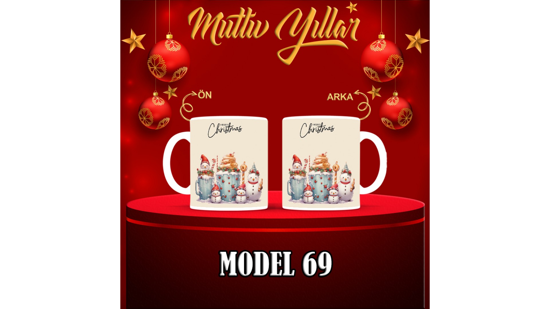 Kişiye Özel  Yılbaşı tasarımlı seramik kupa bardak