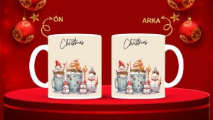 Kişiye Özel  Yılbaşı tasarımlı seramik kupa bardak