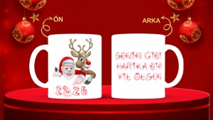 Kişiye Özel  Yılbaşı tasarımlı seramik kupa bardak