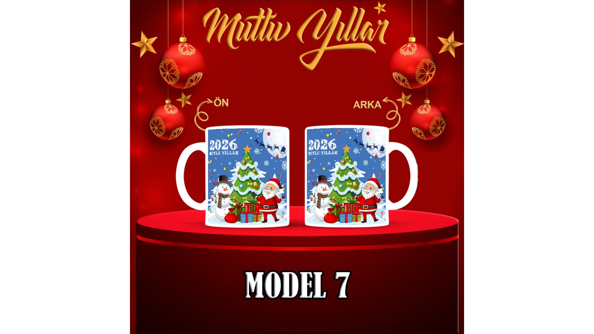 Kişiye Özel  Yılbaşı tasarımlı seramik kupa bardak