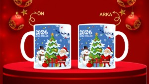 Kişiye Özel  Yılbaşı tasarımlı seramik kupa bardak