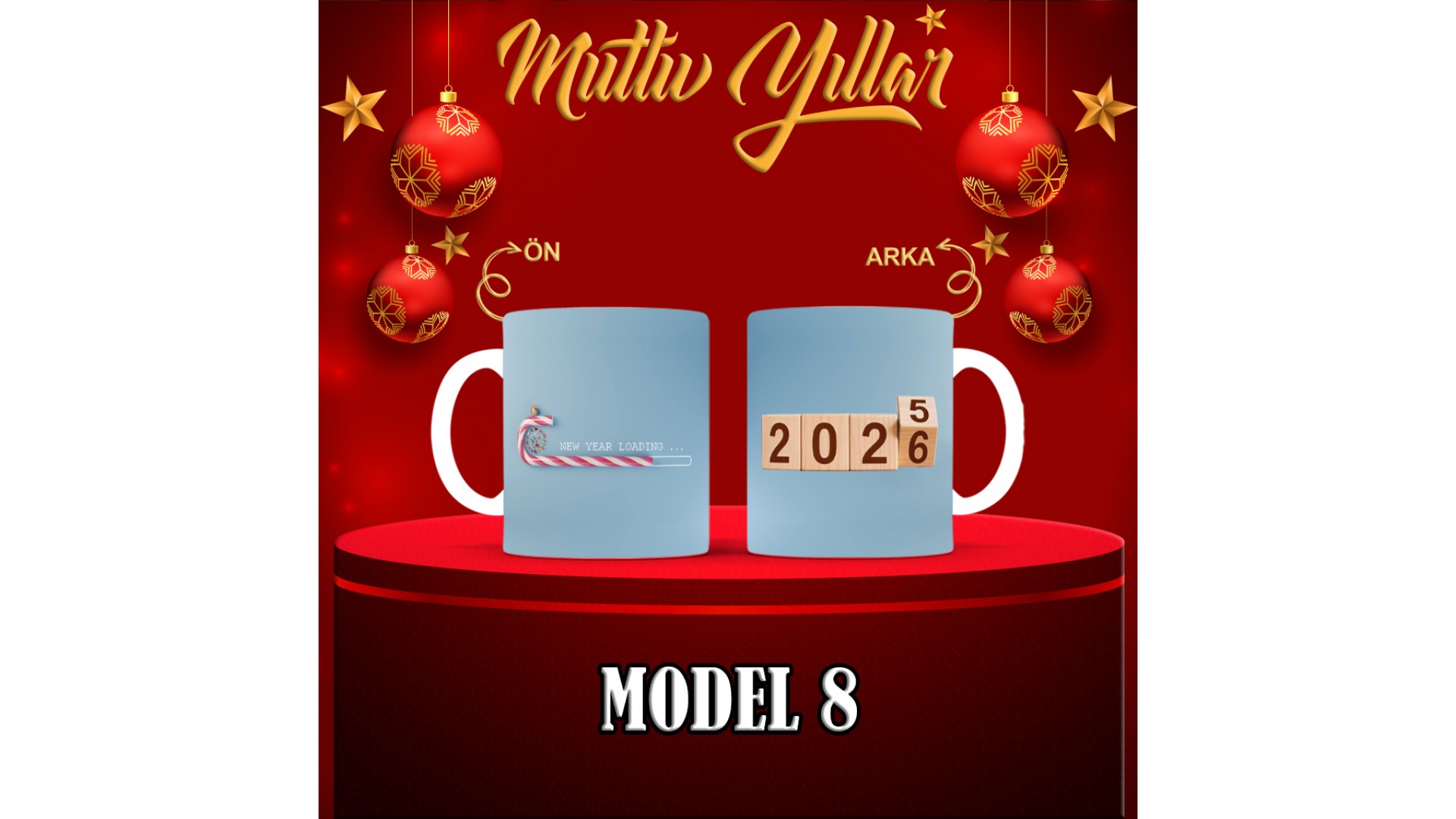 Kişiye Özel  Yılbaşı tasarımlı seramik kupa bardak