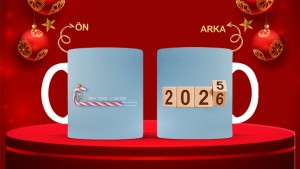 Kişiye Özel  Yılbaşı tasarımlı seramik kupa bardak