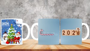 Kişiye Özel  Yılbaşı tasarımlı seramik kupa bardak