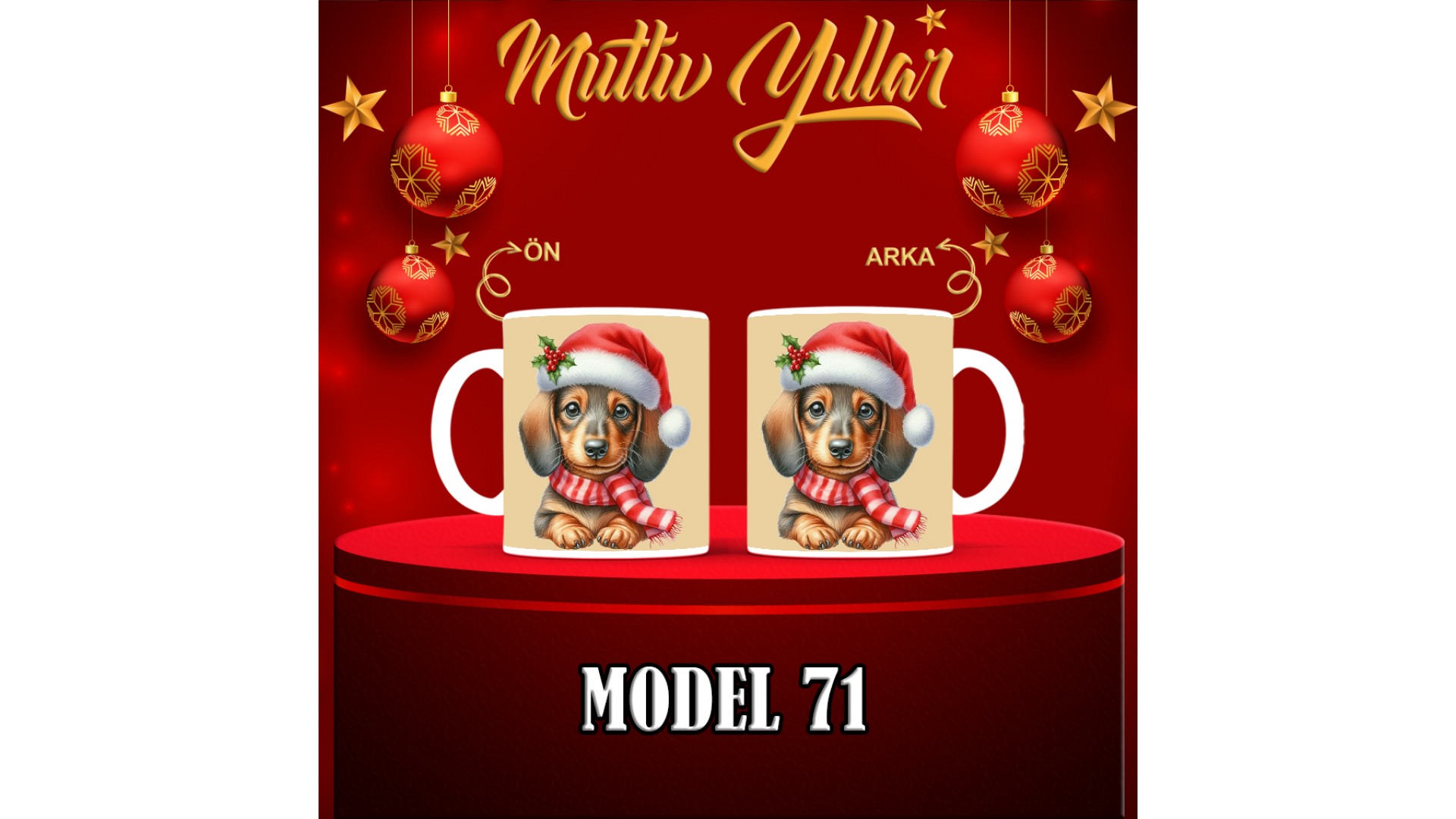 Kişiye Özel  Yılbaşı tasarımlı seramik kupa bardak