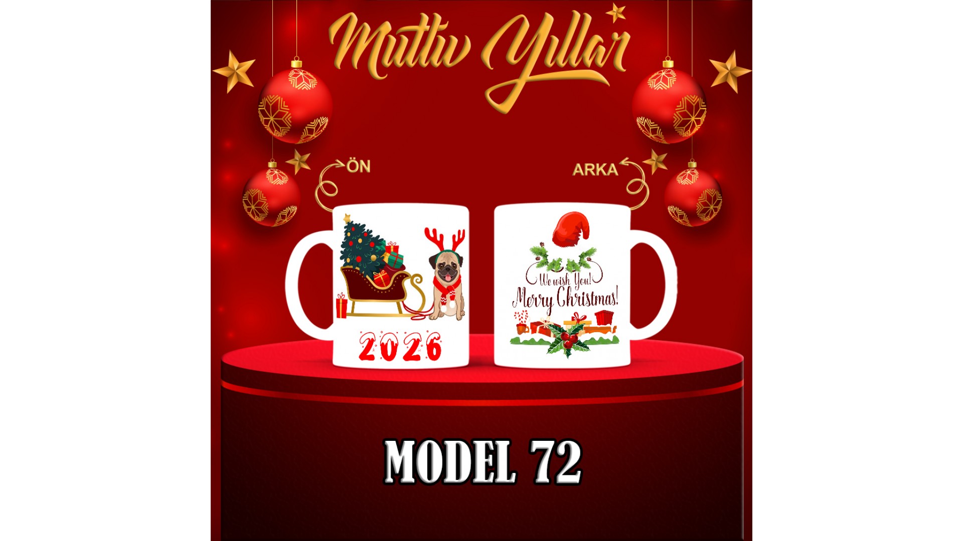 Kişiye Özel  Yılbaşı tasarımlı seramik kupa bardak