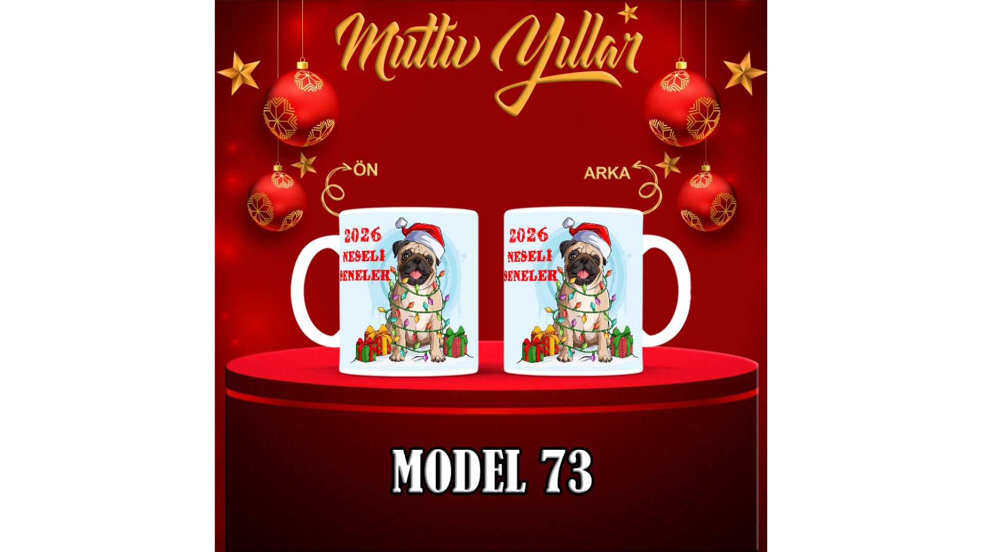 Kişiye Özel  Yılbaşı tasarımlı seramik kupa bardak