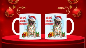 Kişiye Özel  Yılbaşı tasarımlı seramik kupa bardak