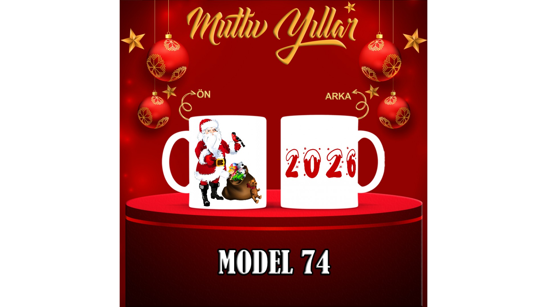 Kişiye Özel  Yılbaşı tasarımlı seramik kupa bardak