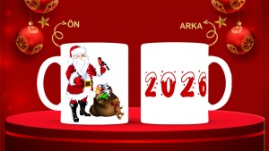 Kişiye Özel  Yılbaşı tasarımlı seramik kupa bardak