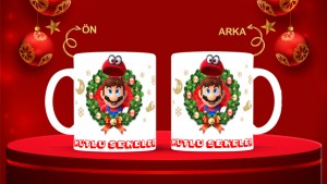 Kişiye Özel  Yılbaşı tasarımlı seramik kupa bardak