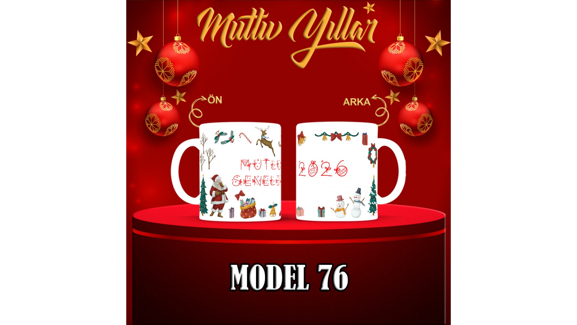 Kişiye Özel  Yılbaşı tasarımlı seramik kupa bardak