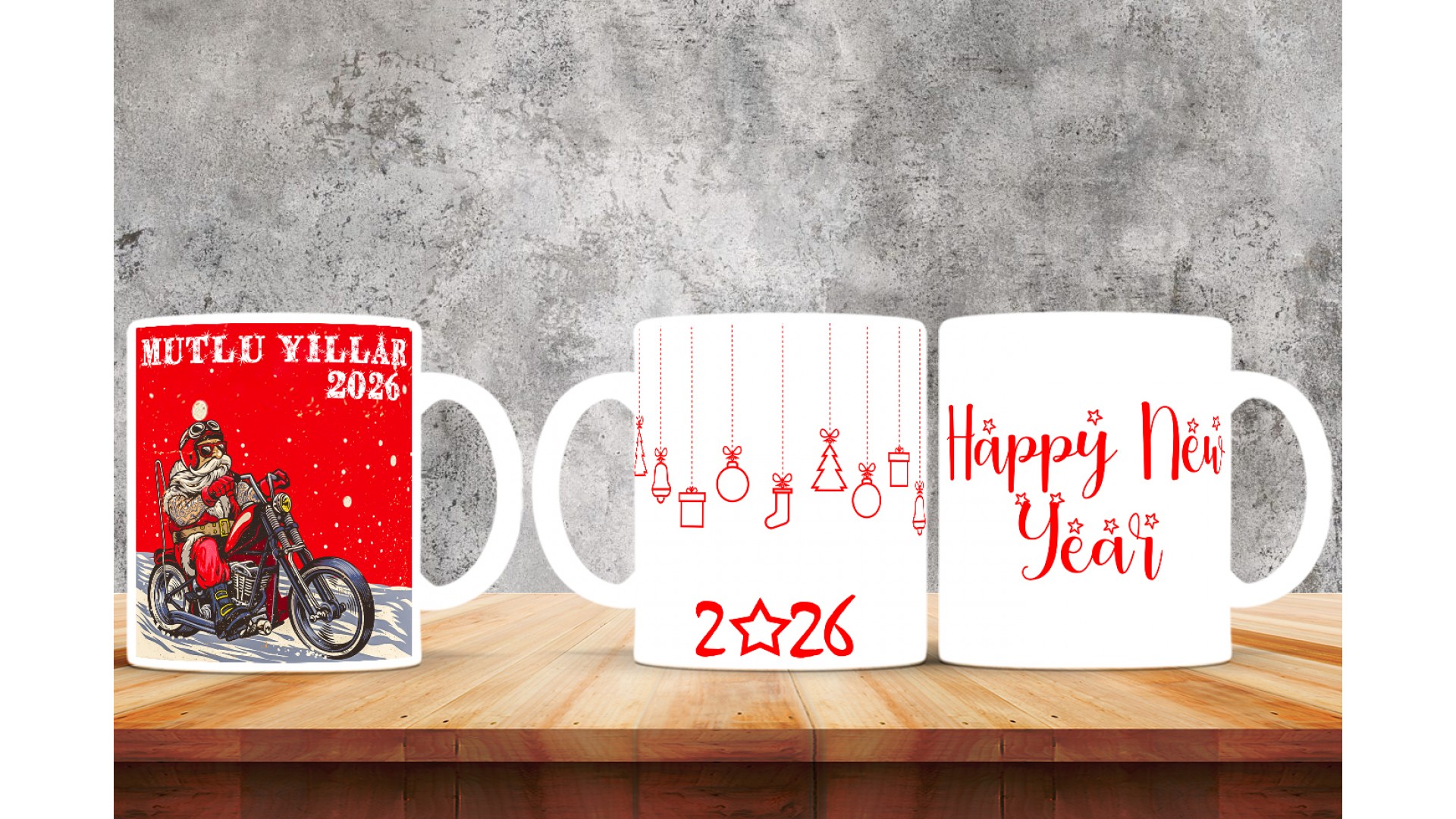 Kişiye Özel  Yılbaşı tasarımlı seramik kupa bardak