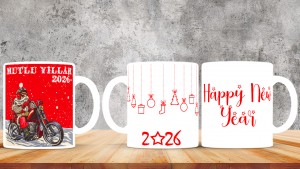 Kişiye Özel  Yılbaşı tasarımlı seramik kupa bardak