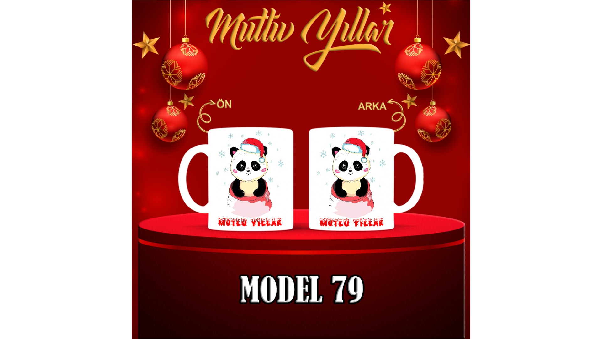 Kişiye Özel  Yılbaşı tasarımlı seramik kupa bardak