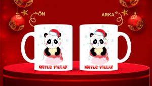 Kişiye Özel  Yılbaşı tasarımlı seramik kupa bardak