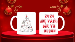 Kişiye Özel  Yılbaşı tasarımlı seramik kupa bardak