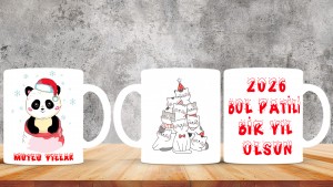 Kişiye Özel  Yılbaşı tasarımlı seramik kupa bardak