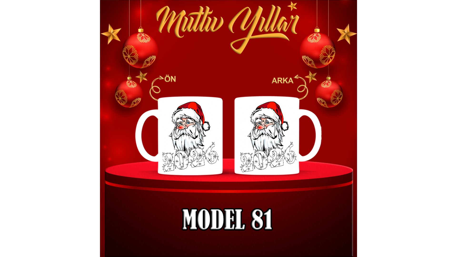 Kişiye Özel  Yılbaşı tasarımlı seramik kupa bardak