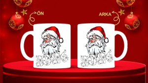 Kişiye Özel  Yılbaşı tasarımlı seramik kupa bardak