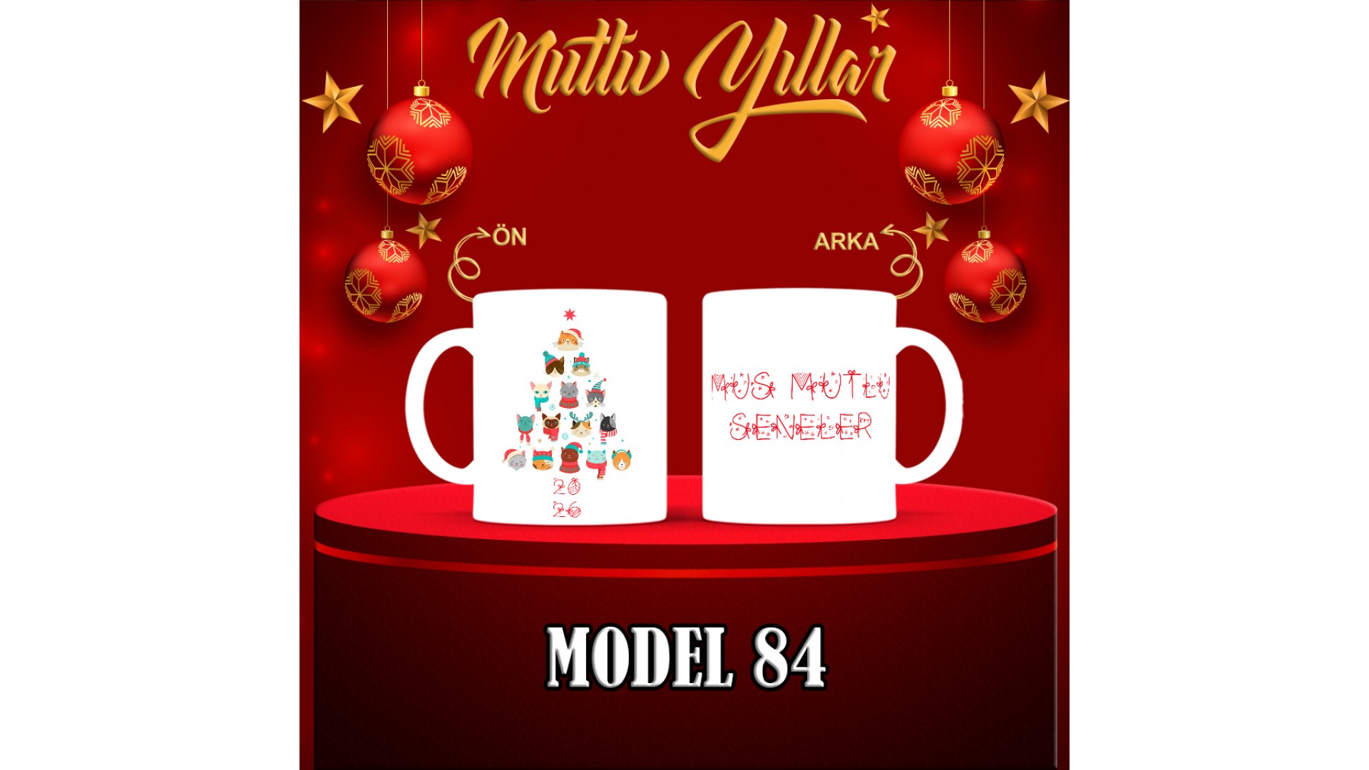 Kişiye Özel  Yılbaşı tasarımlı seramik kupa bardak