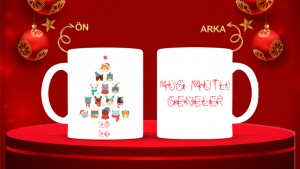 Kişiye Özel  Yılbaşı tasarımlı seramik kupa bardak