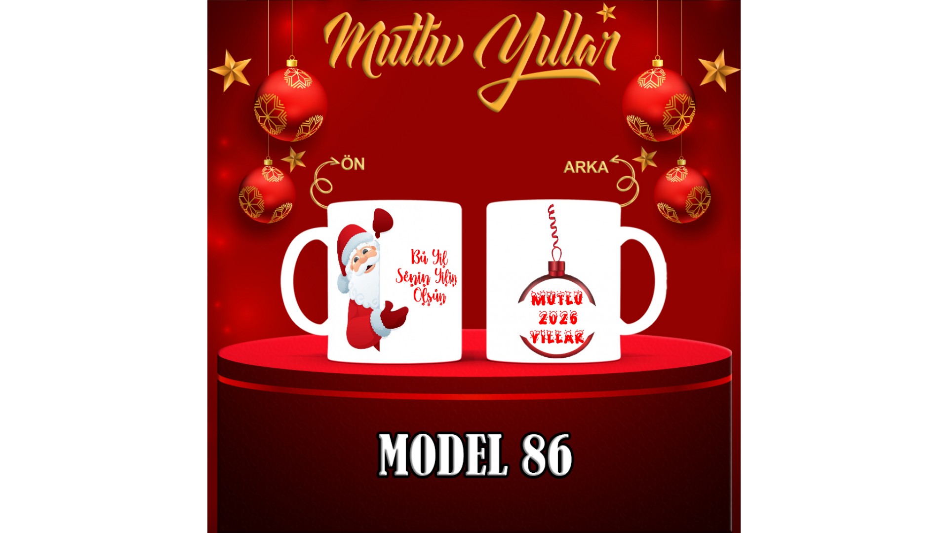 Kişiye Özel  Yılbaşı tasarımlı seramik kupa bardak