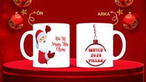 Kişiye Özel  Yılbaşı tasarımlı seramik kupa bardak