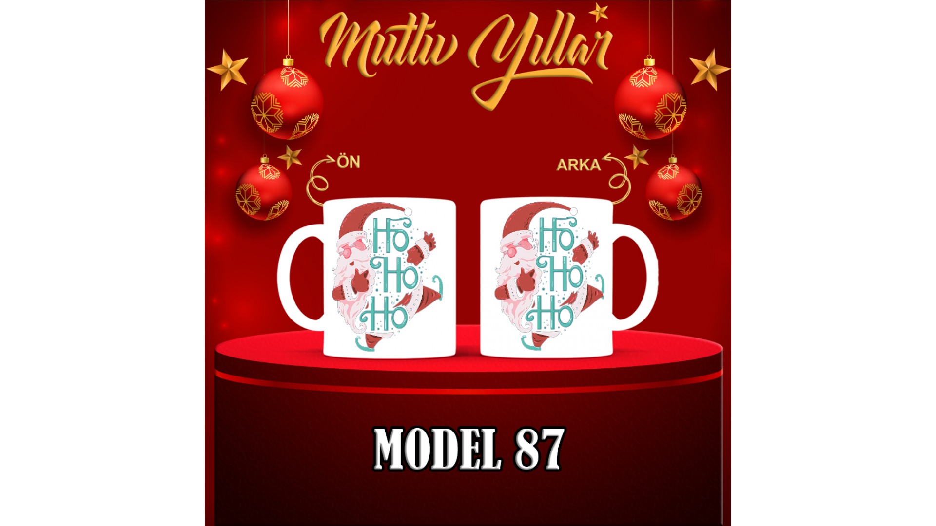 Kişiye Özel  Yılbaşı tasarımlı seramik kupa bardak