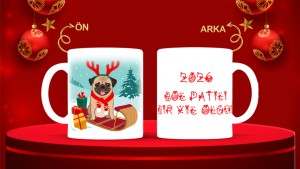 Kişiye Özel  Yılbaşı tasarımlı seramik kupa bardak