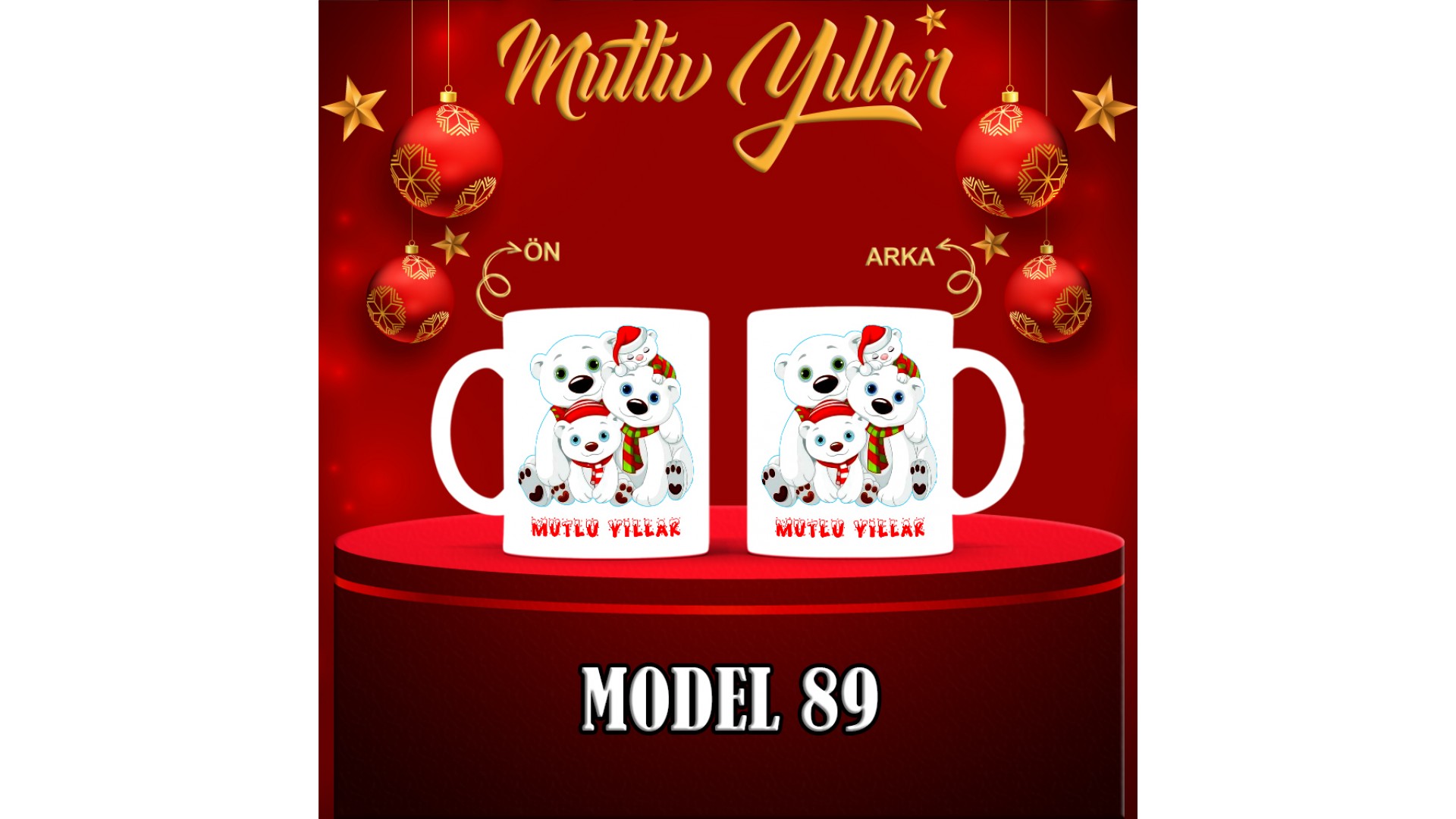 Kişiye Özel  Yılbaşı tasarımlı seramik kupa bardak