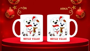 Kişiye Özel  Yılbaşı tasarımlı seramik kupa bardak