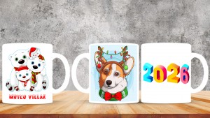 Kişiye Özel  Yılbaşı tasarımlı seramik kupa bardak