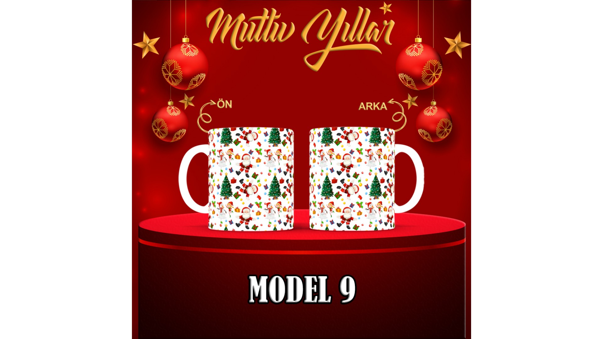 Kişiye Özel  Yılbaşı tasarımlı seramik kupa bardak