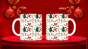 Kişiye Özel  Yılbaşı tasarımlı seramik kupa bardak