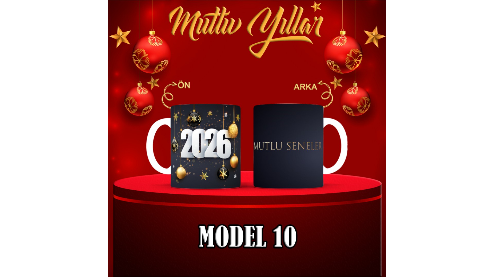 Kişiye Özel  Yılbaşı tasarımlı seramik kupa bardak