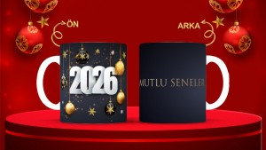 Kişiye Özel  Yılbaşı tasarımlı seramik kupa bardak