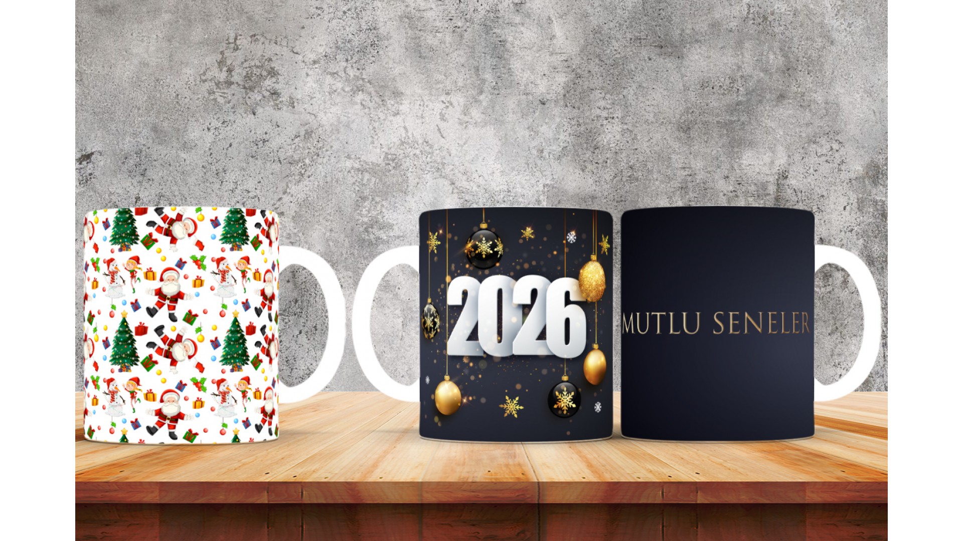 Kişiye Özel  Yılbaşı tasarımlı seramik kupa bardak